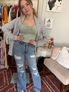 a new day Black & White Striped Blazer